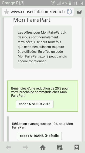 Code promo / réduction site faire part - 2