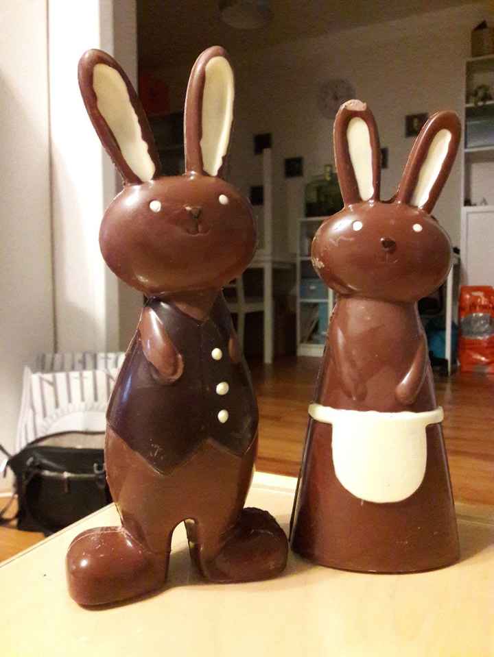 Lapins en chocolat qui ont survécus au dessert