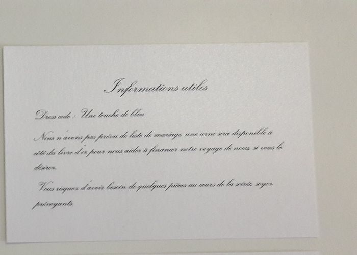 Le coupon que les invités garde et qui est aussi glissé dans la pochette en bas à droite (au dos il 