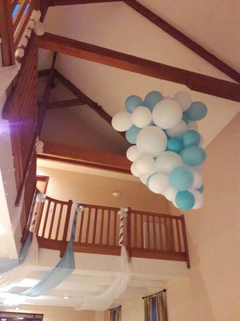 La grappe de ballons (idée du dernier moment car on savait pas quoi faire des ballons)