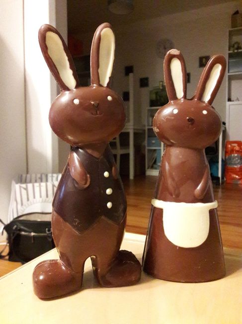 Lapins en chocolat qui ont survécus au dessert