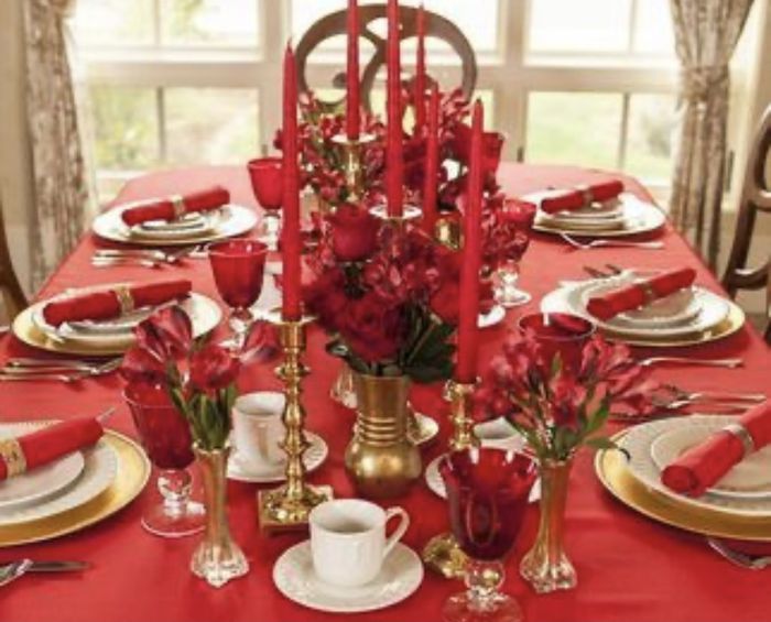 Décoration table tons rouge/doré - 2