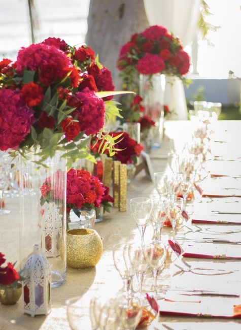 Décoration table tons rouge/doré - 5