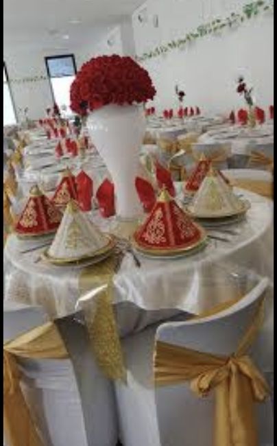 Décoration table tons rouge/doré - 6