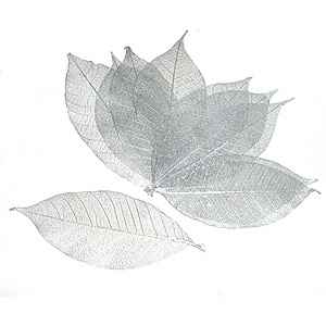 Décoration de tables "Air " Feuilles squelettes argentées