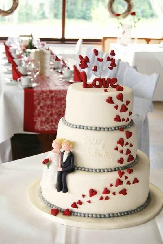 Gâteau mariage rouge et blanc - 1