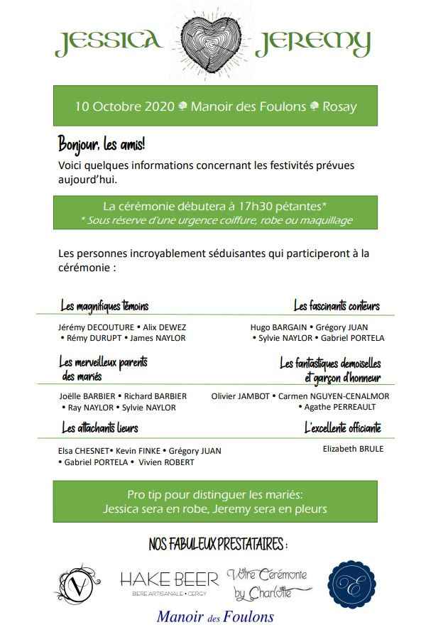 Programme de cérémonie laïque - 1