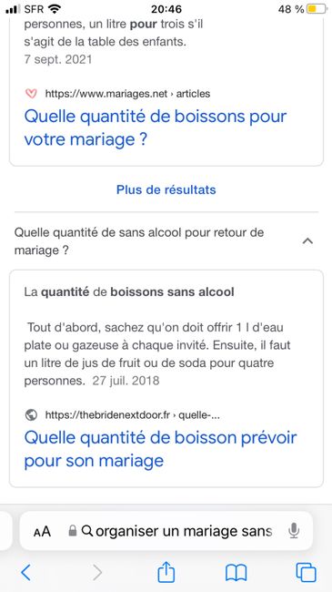 Quantité de soft pour la réception 2