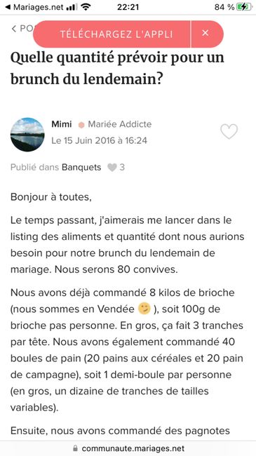Quantité Nourriture pour le Brunch du lendemain - 1