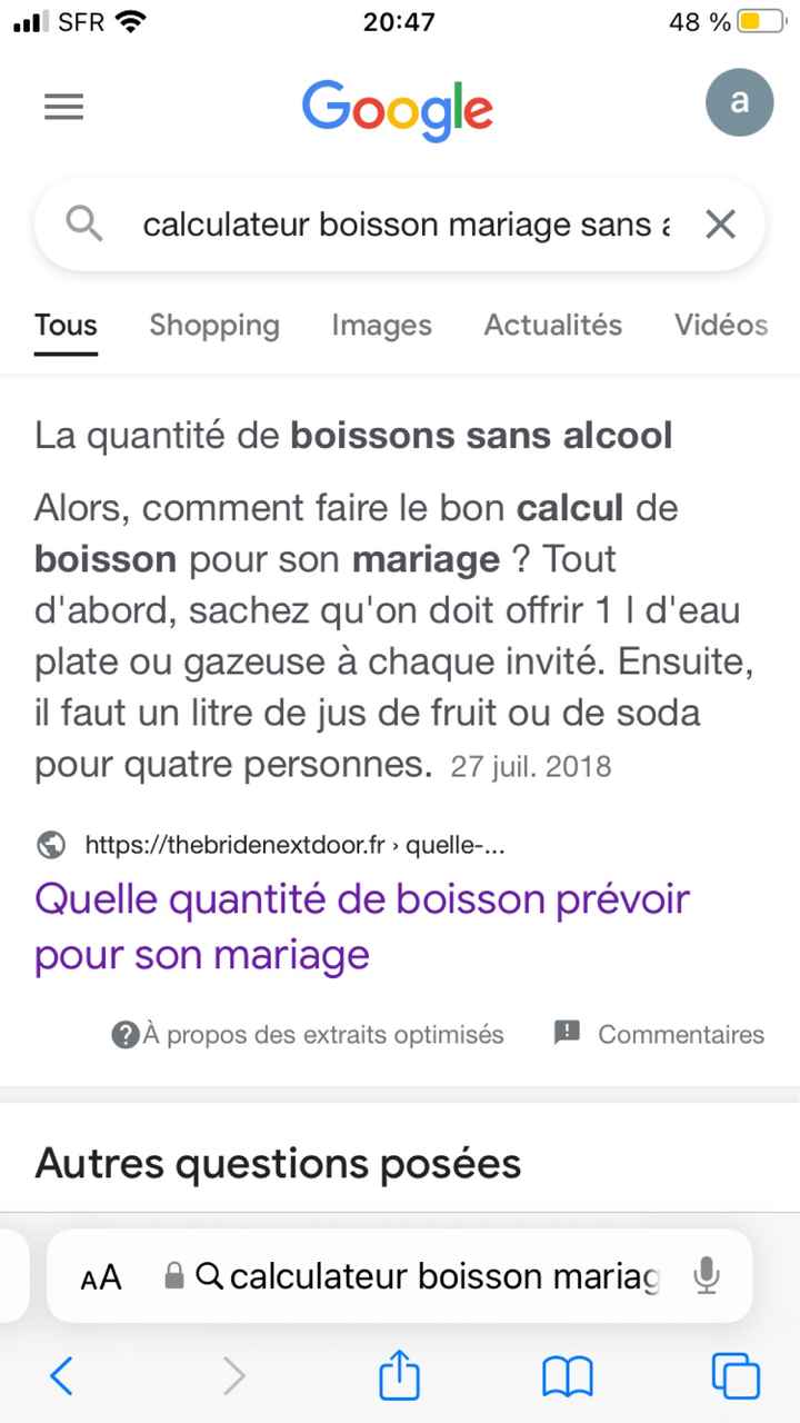 Quantité de soft pour la réception - 1