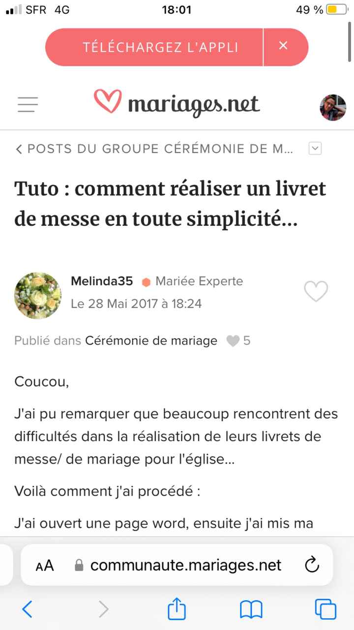 Perdue pour mon livret de cérémonie - 1