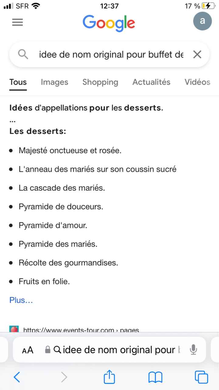 Je cherche quel nom  noté sur le menu pour notre dessert? - 1