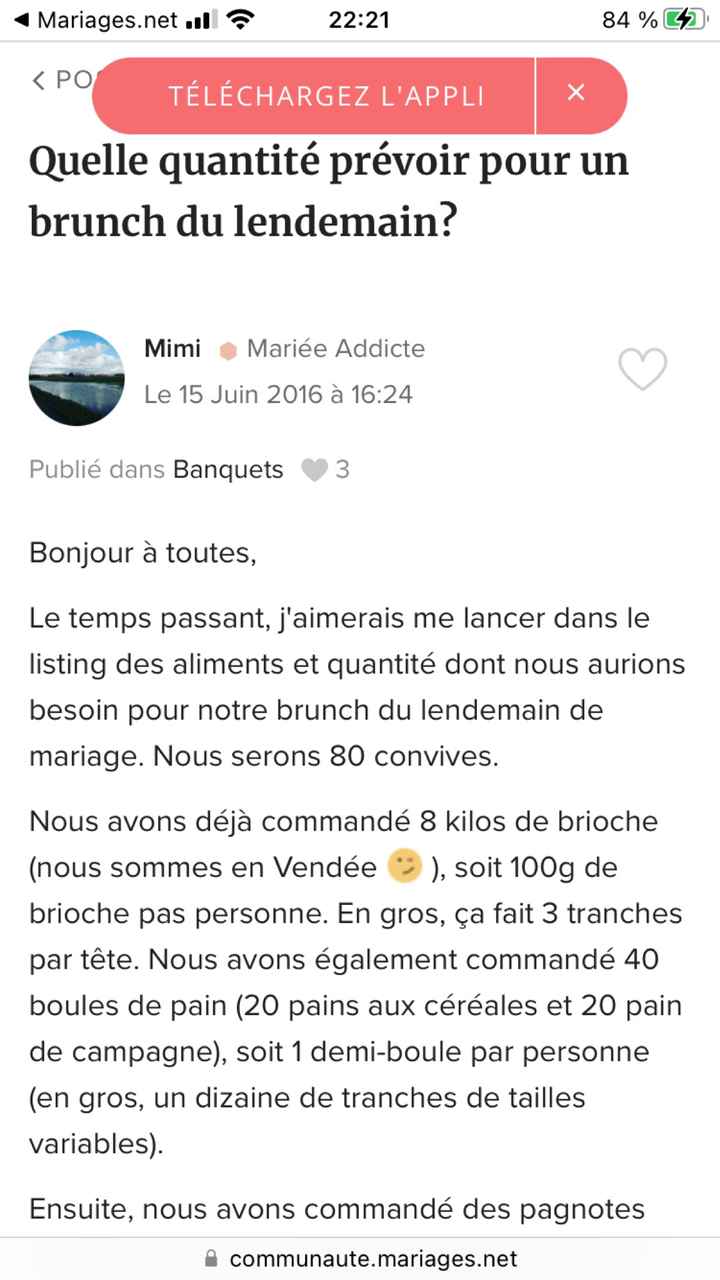 Quantité Nourriture pour le Brunch du lendemain - 1