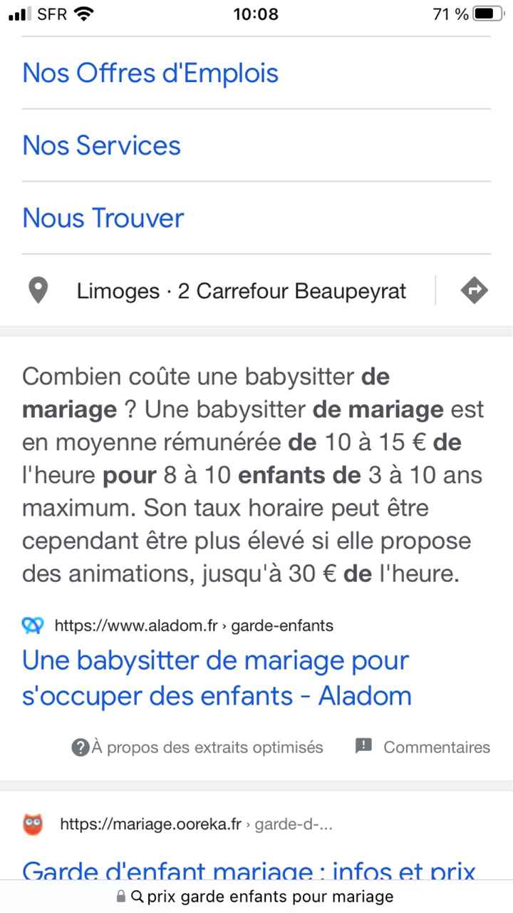 Tarif garde/animation enfants - 1