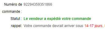 état de la commande