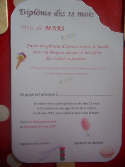 jeux des 12 mois anniversaire Diplome Jeu Des 12 Mois Organisation Du Mariage Forum Mariages Net jeux des 12 mois anniversaire