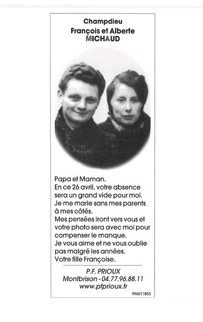 Hommage à mes parents décédés 1