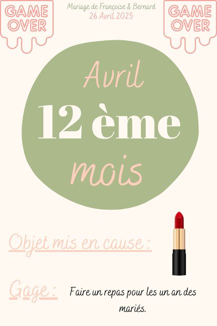 Jeu des 12 mois - 12