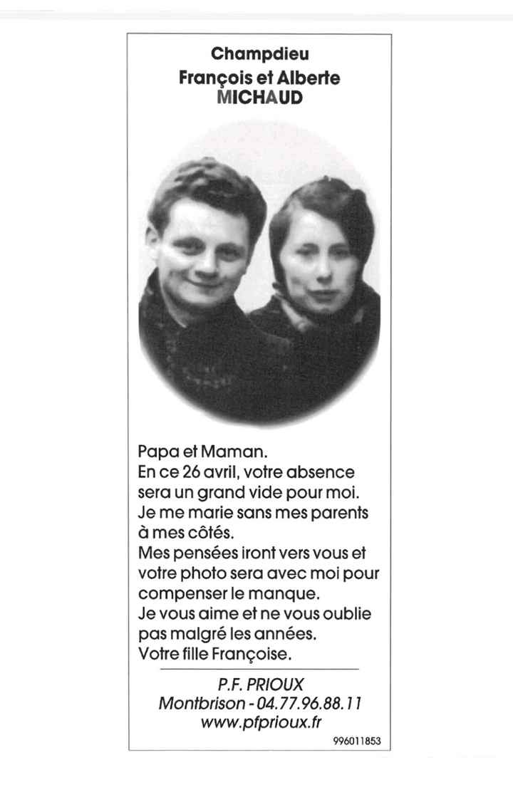 Hommage à mes parents décédés - 1