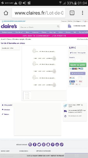 Cherche barrette à cheveux en strass - 2