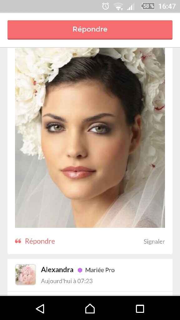 Quelle est la dernière photo concernant le mariage que vous avez enregistrée sur votre téléphone ? -