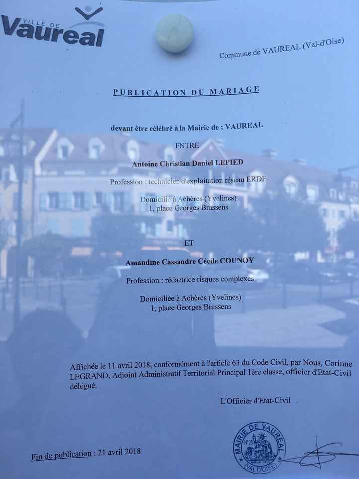 Publication des Bans - 1