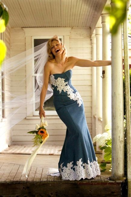 Blue Jean Top Wedding Dress.