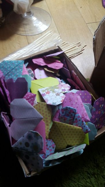 Ajout des brochettes pour les coeurs origami ! - 2