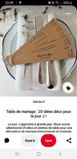 Idée déco tables / menus 1