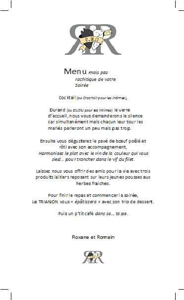 Menu à valider