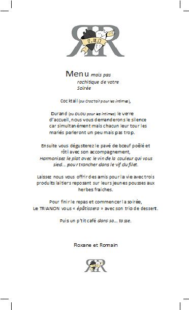 Menu à valider