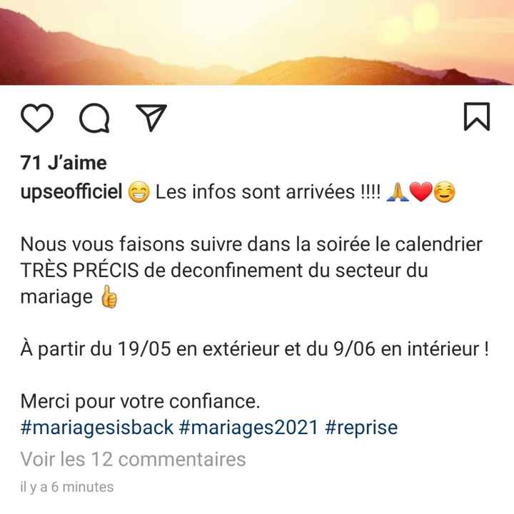 Le calendrier de reprise des mariages arrive ce soir!!!!! - 1