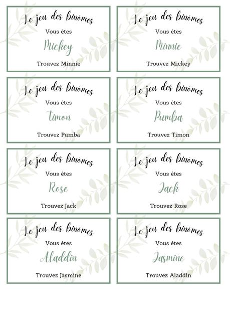 Le jeu des binômes - 2