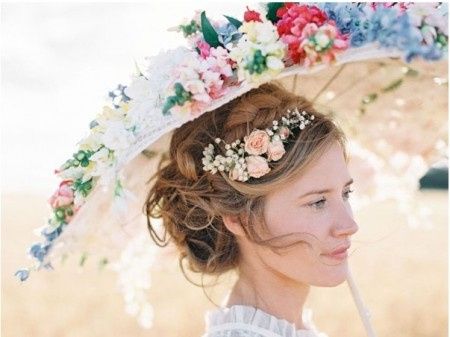 mariage champêtre - ombrelle et coiffure