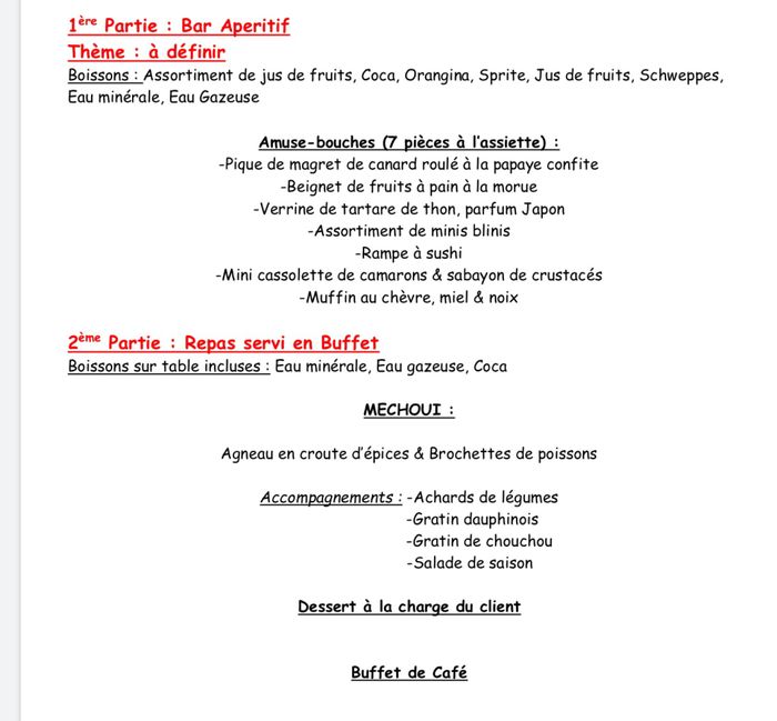 Votre avis sur un menu 1