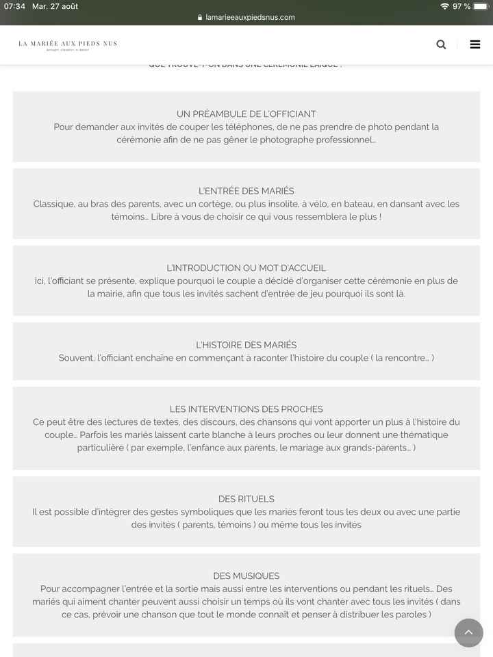 Organisation cérémonie laïque - 1