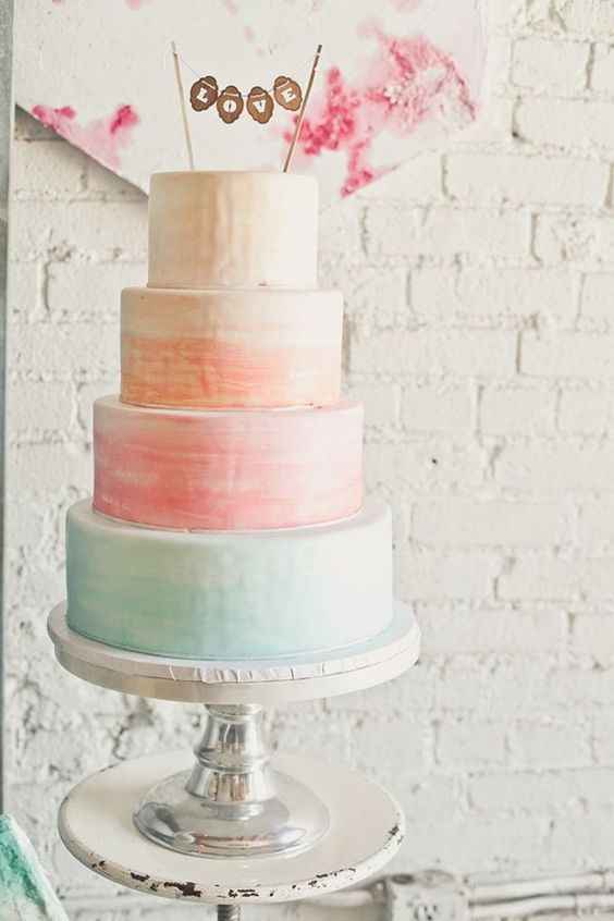 Le gâteau de mariage pastel - 7