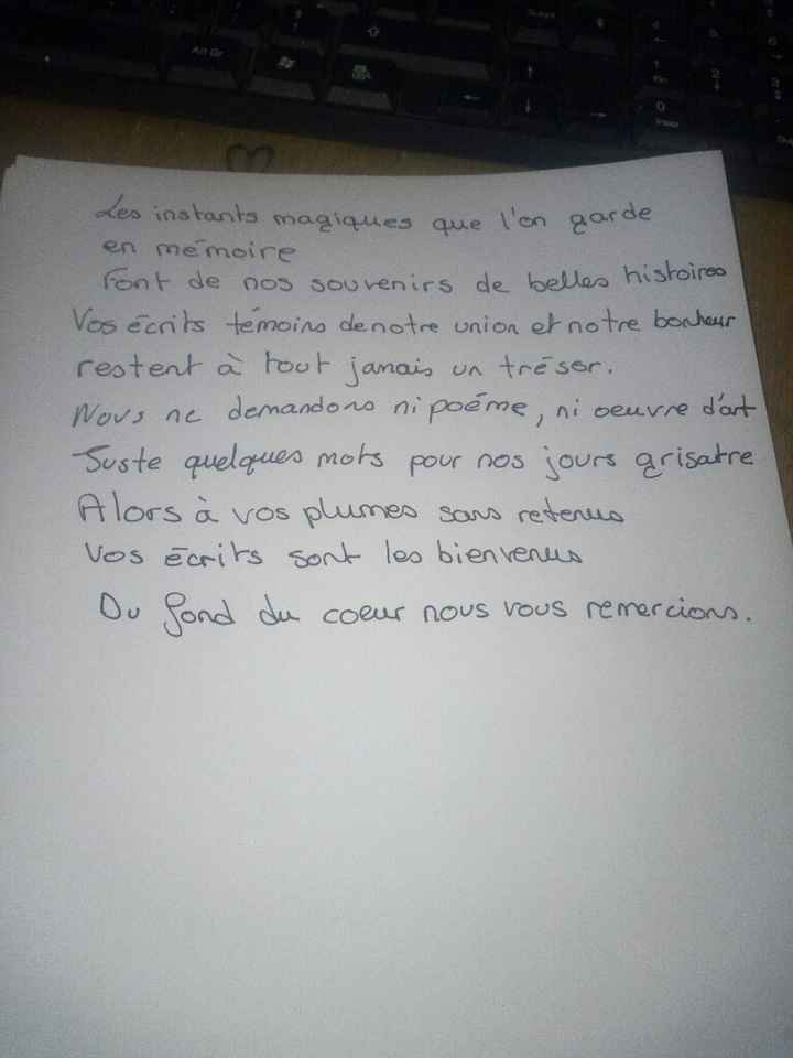 Texte pour mon livre d'or - 1