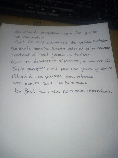 Texte pour mon livre d'or - 1