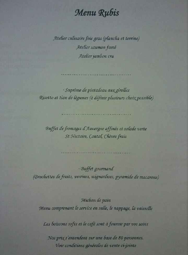 Votre avis pour traiteur et menu - 1