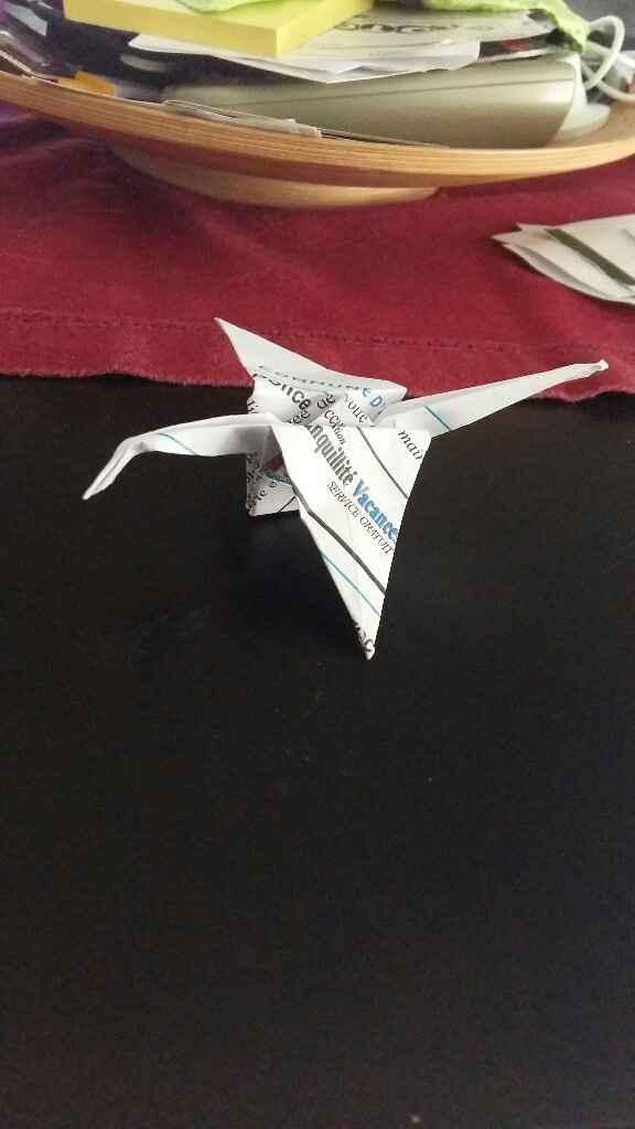 Essai fleur et grue en origami - 2