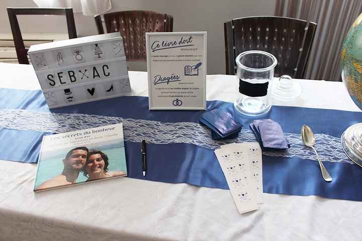 Essai déco table livre d'or et dragées