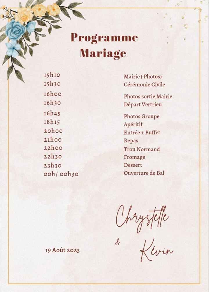 Programme Journée Mariage - 1