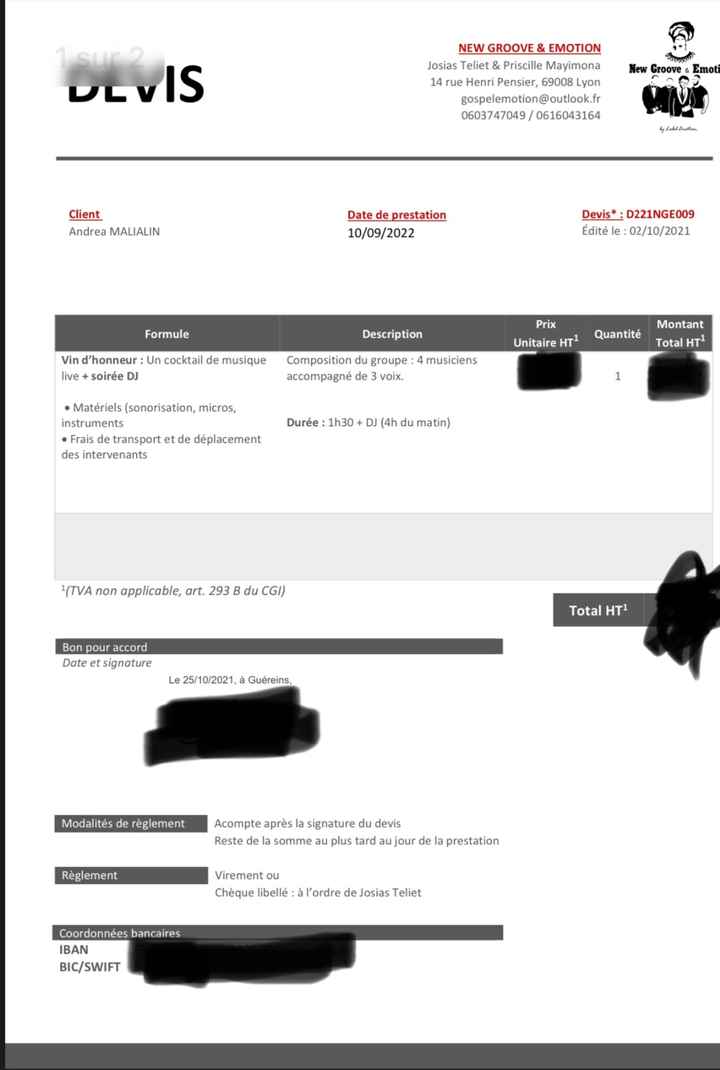 Absence de contrat dj - 1
