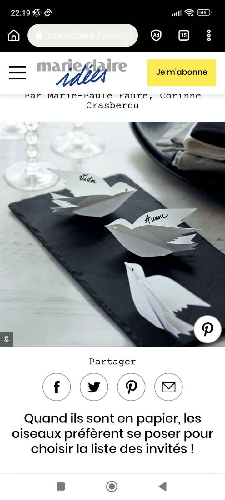 Marque place oiseau Marie Claire - 1