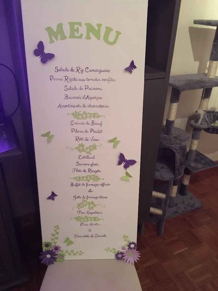 Le menu qui sera disposé sur un chevalet