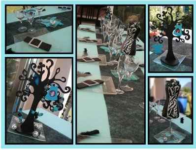 Idée de décoration pour une table turquoise et noire!!