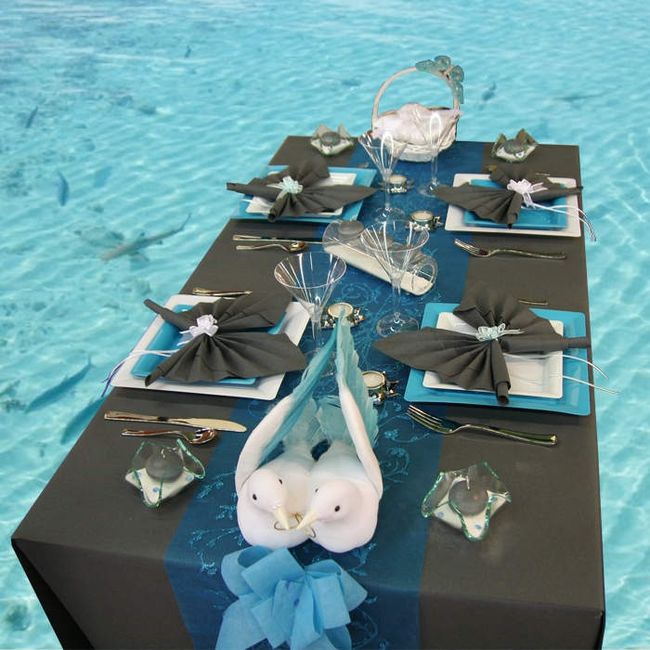 Idée de décoration pour une table turquoise et noire!!