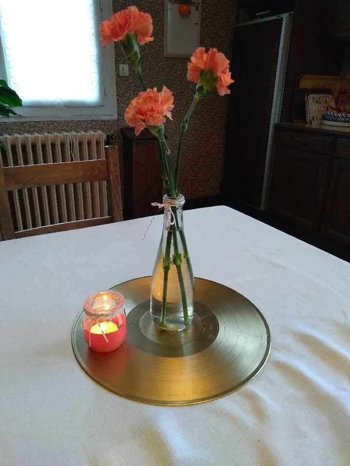  Mon essai table diy et récup : corail ,pêche et doré - 1