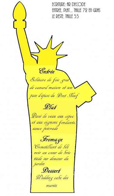 Menu statue de la liberté